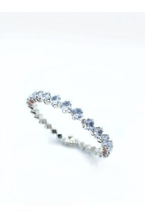 Elegant Tennis Design Silver Zircon Bracelet