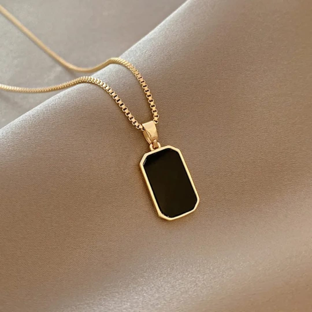 Minimalist Black Tag Pendant