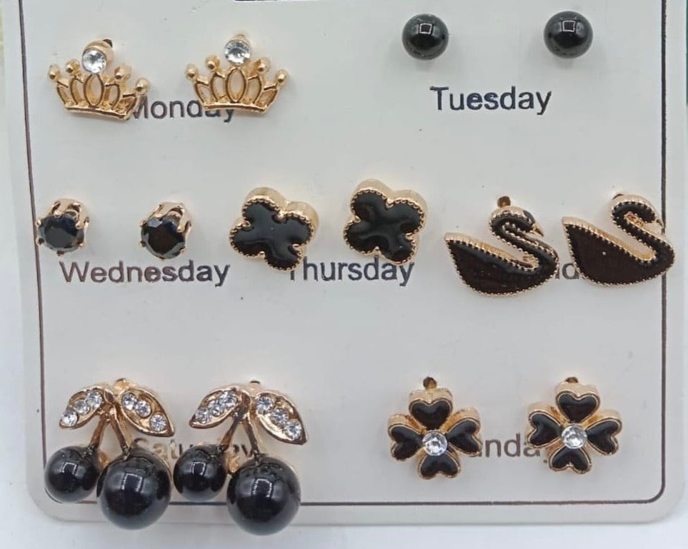 Pack of 7 Earrings Studs for Week