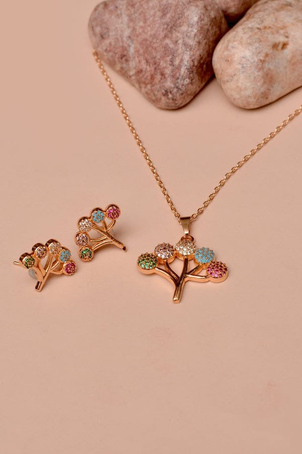 Multi-Stone Flower Necklace Set