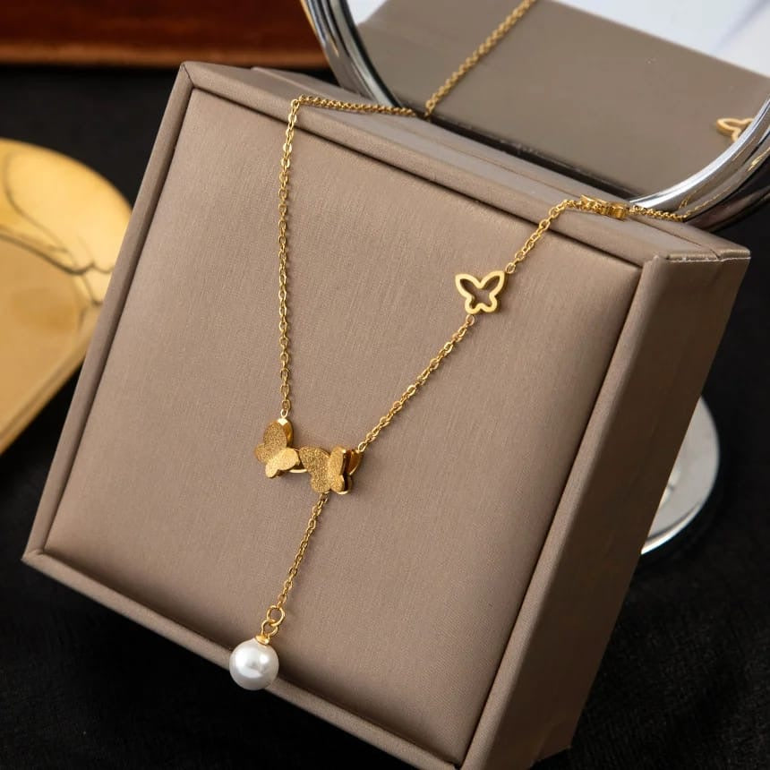 Double Butterfly Charm Necklace