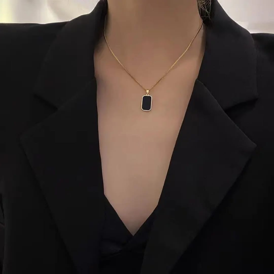 Minimalist Black Tag Pendant