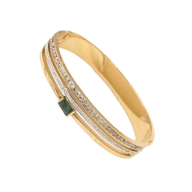 Elegant Triple Layer Emerald Zircon Bracelet
