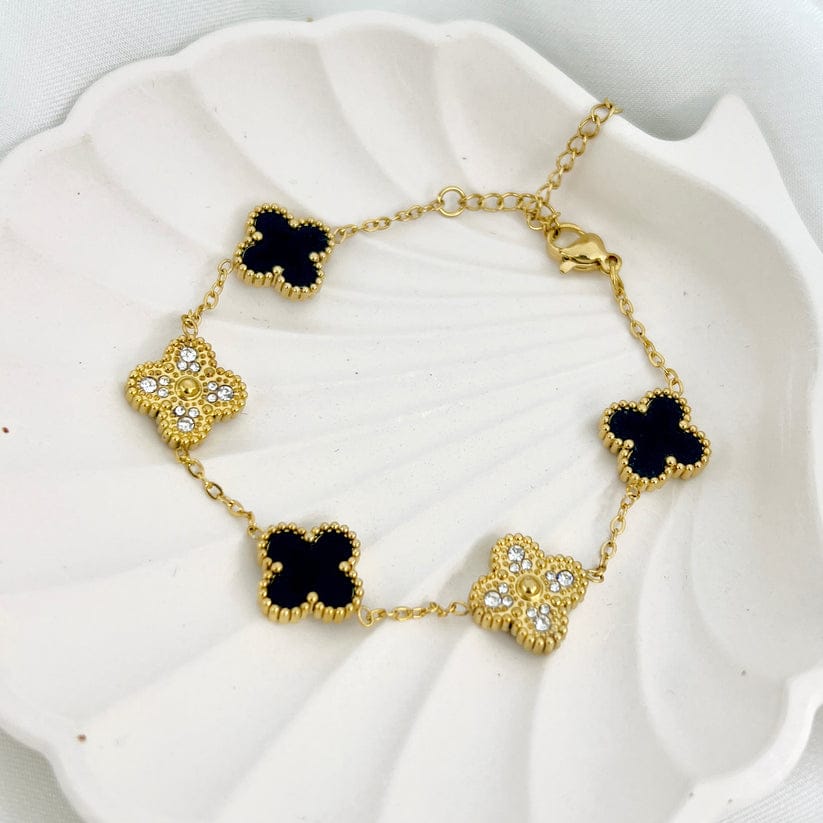 Vancleef Multi-Stone Bracelet Black & Golden Multi-Color