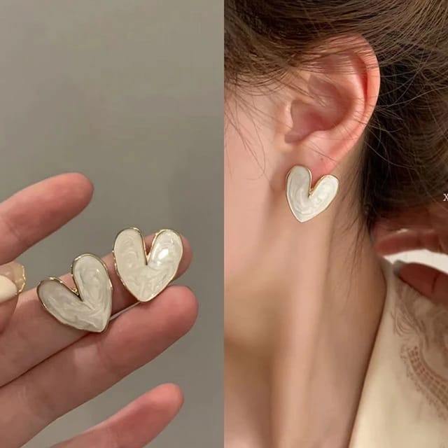 Enchanted Ivory Heart Earrings