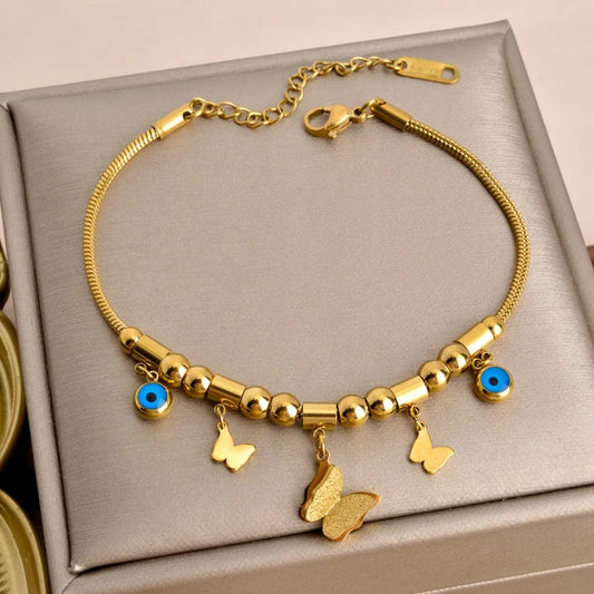 Evil Eye Butterfly Beads Bracelet