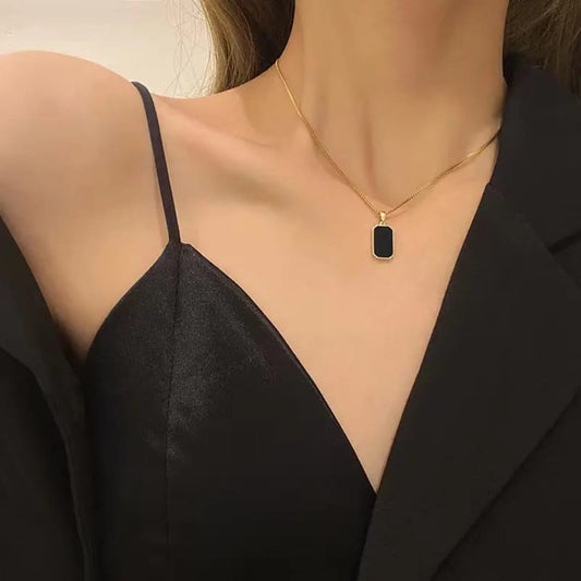 Minimalist Black Tag Pendant