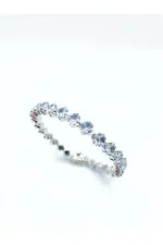 Elegant Tennis Design Silver Zircon Bracelet - Image 2