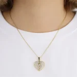 Gold Heart with Angel Wings Pendant Necklace - Image 5
