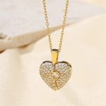 Gold Heart with Angel Wings Pendant Necklace - Image 2