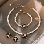 Elegant Pearl Bead Rose Necklace Set for Women - Image 5