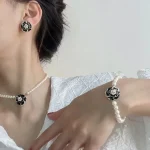 Elegant Pearl Bead Rose Necklace Set for Women - Image 6