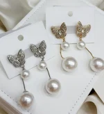 Pearl Drop Butterfly Earrings - Image 6