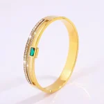 Elegant Triple Layer Emerald Zircon Bracelet - Image 3