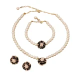 Elegant Pearl Bead Rose Necklace Set for Women - Image 4