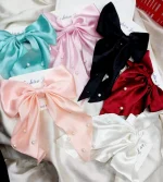 Korean Style Pearl Hair Bow Cyan / 1 Piece - Image 2