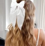 Korean Style Pearl Hair Bow Cyan / 1 Piece