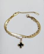 Black Leaf Clover Bracelet