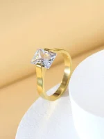 Elegant Zircon Golden Promise Ring - Image 2
