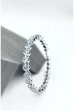 Elegant Tennis Design Silver Zircon Bracelet - Image 3