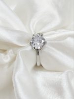 Elegant Silver Solitaire Ring (Adjustable)