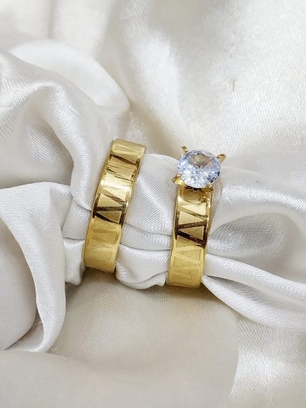 Luxury Golden Bling Couple Rings