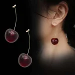 Cute Cherry Fruit Drop Dangle Earrings - Image 2