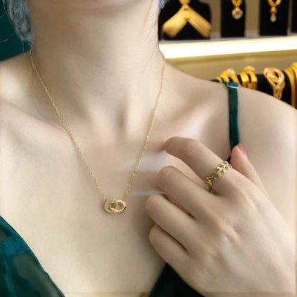 Luxury Crystal Roman Double Loop Pendant