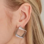 Elegant Rectiloops Earrings (Square Hoops) - Image 3