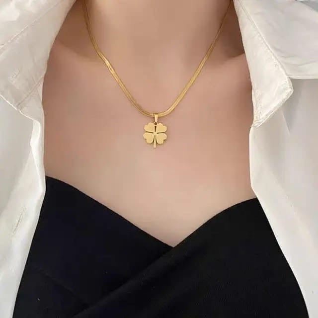 A1088690-C089-413D-B59F-1BBFF2B24B79 Four Leaf Clover Snake-chain Necklace - Image 1