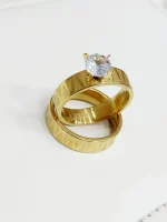 Luxury Golden Bling Couple Rings - Image 3