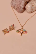 Multi-Stone Flower Necklace Set - Image 2