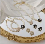 Elegant Pearl Bead Rose Necklace Set for Women - Image 2
