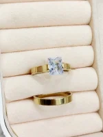 Elegant Zircon Golden Promise Ring - Image 4
