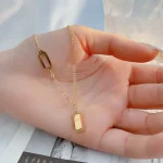 Sophisticated Gold Bar Drop Necklace - Image 2