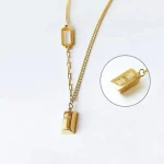 Sophisticated Gold Bar Drop Necklace - Image 3