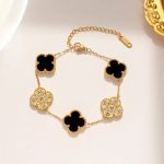 Vancleef Multi-Stone Bracelet Black & Golden Multi-Color