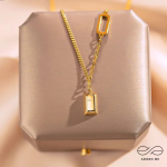 Sophisticated Gold Bar Drop Necklace