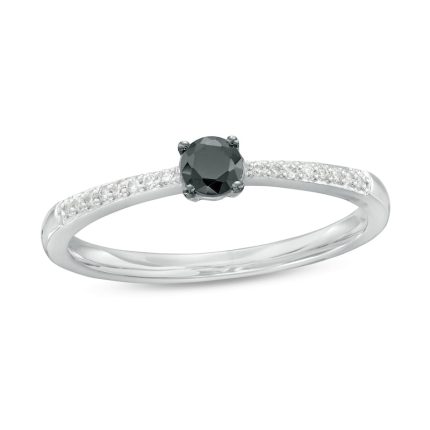 Black and White Diamond Promise Ring