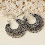 Vintage Boho Chic Silver Crescent Earrings